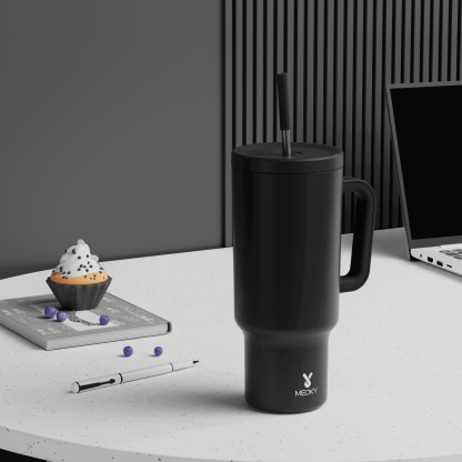 40oz Tumbler With Straw Monochrome Collection-Black