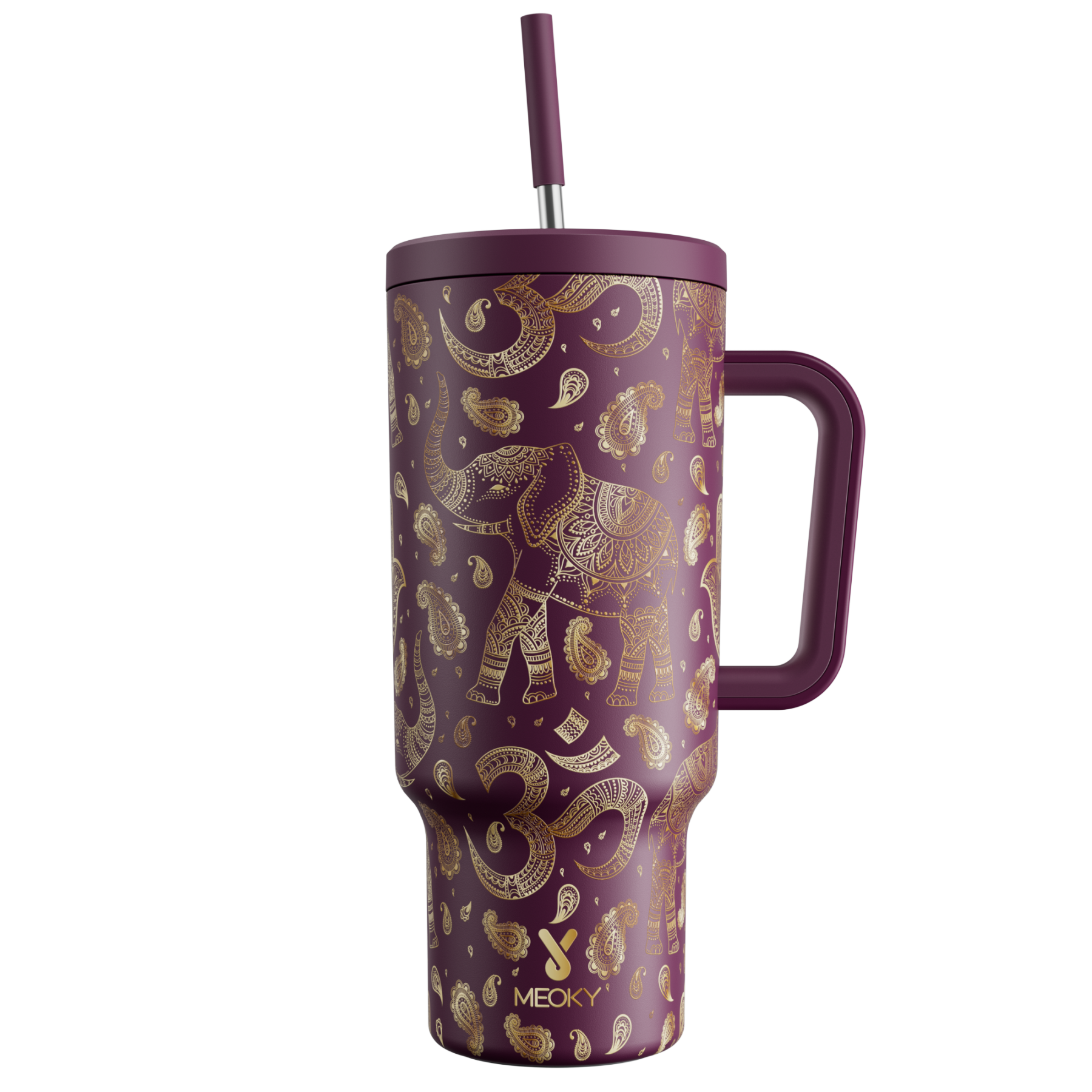 40oz Tumbler With Straw Elephant