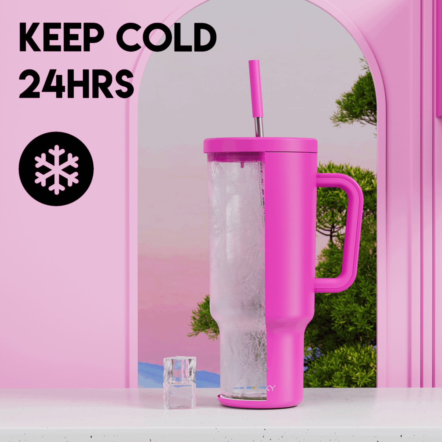 40oz Tumbler With Straw Monochrome Collection-Purple Pink