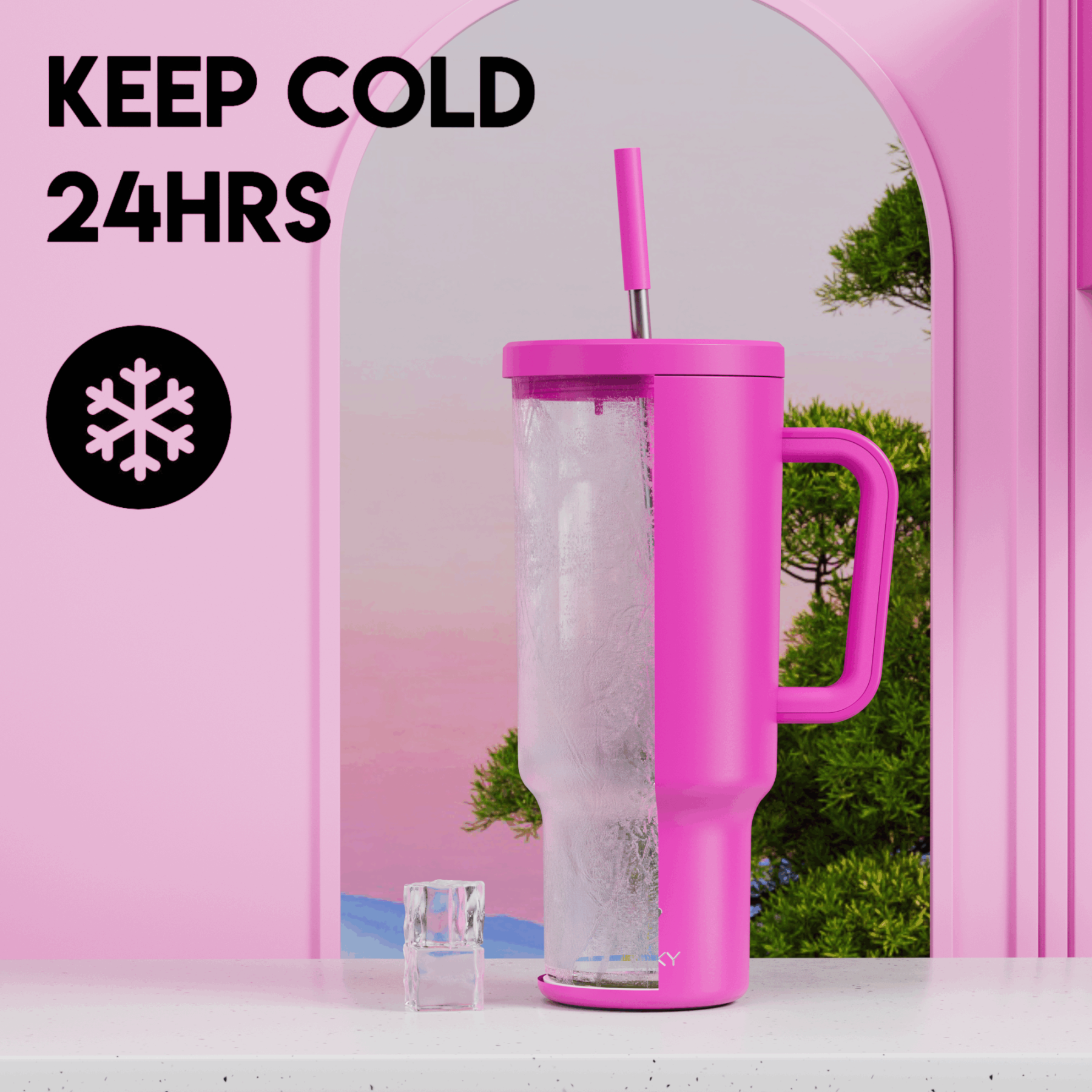 40oz Tumbler With Straw Monochrome Collection-Purple Pink