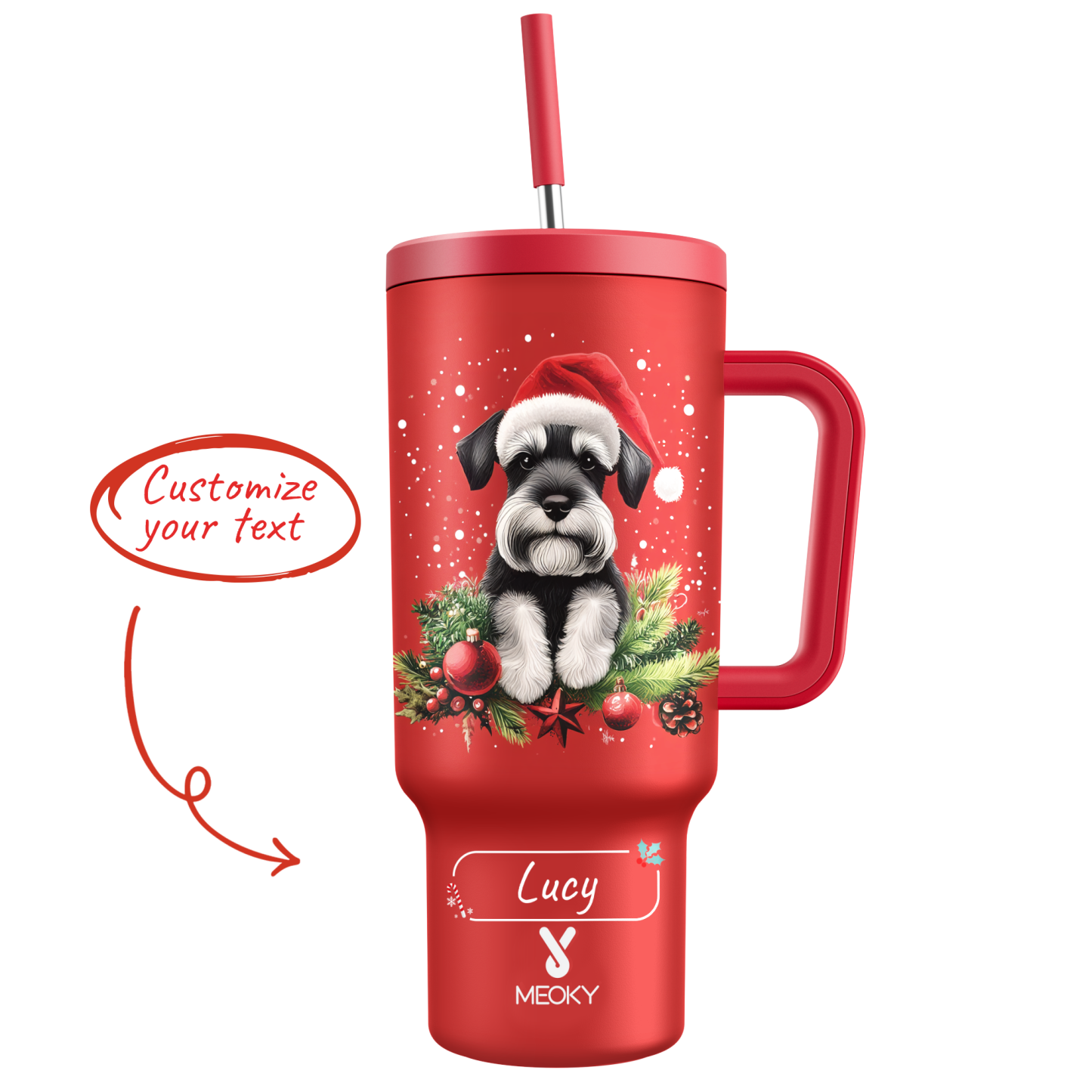40oz Tumbler With Straw Customized - Merry Christmas! - Spend Christmas With Your Funny Dog!