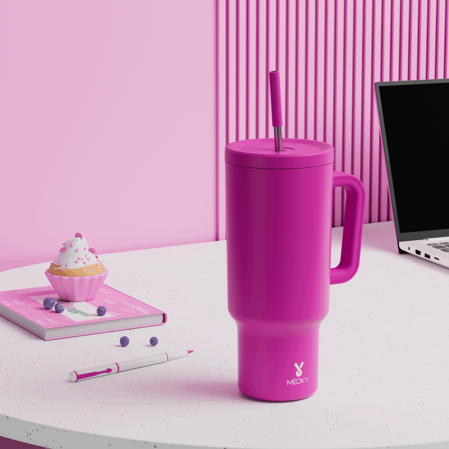 40oz Tumbler With Straw Monochrome Collection-Purple Pink