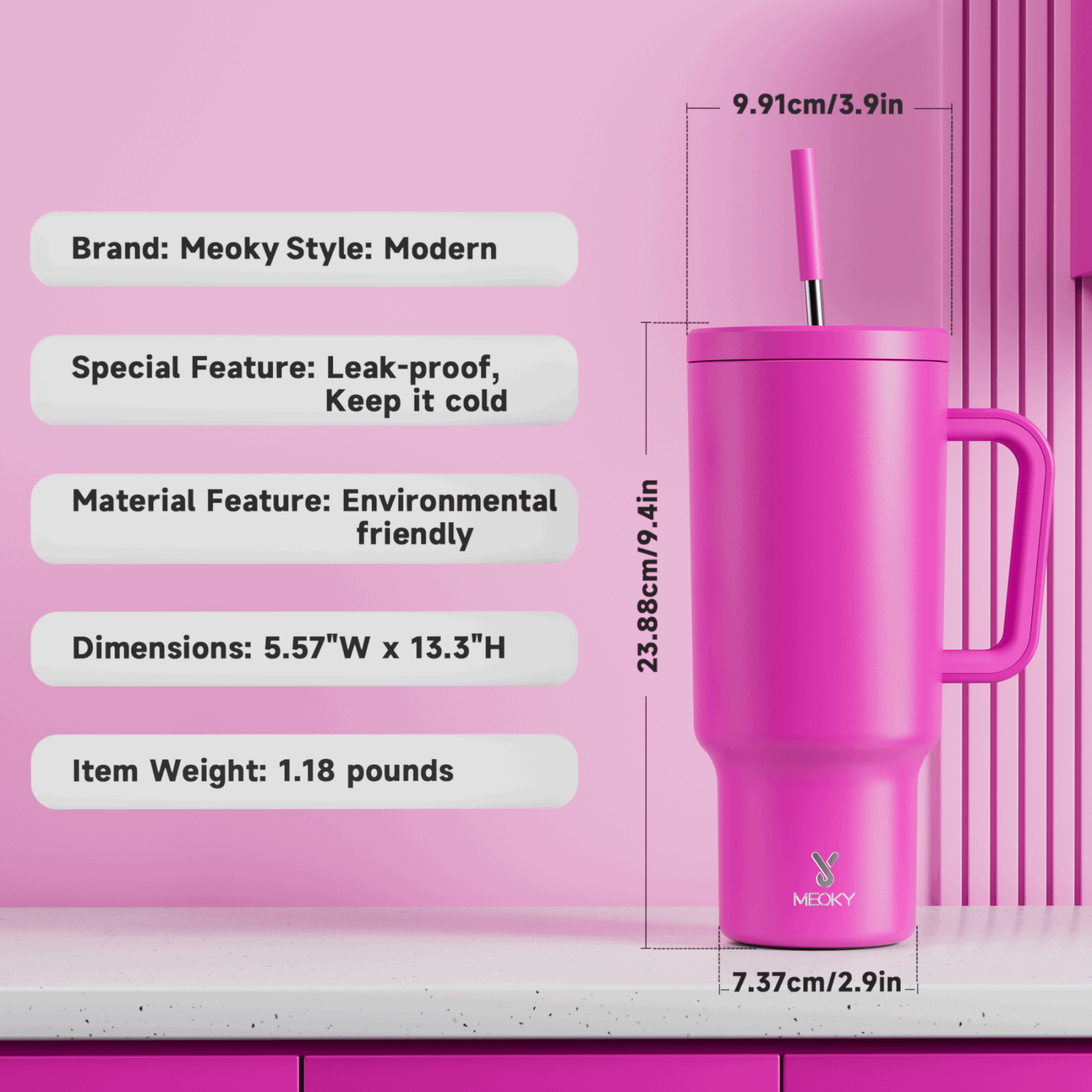 40oz Tumbler With Straw Monochrome Collection-Purple Pink