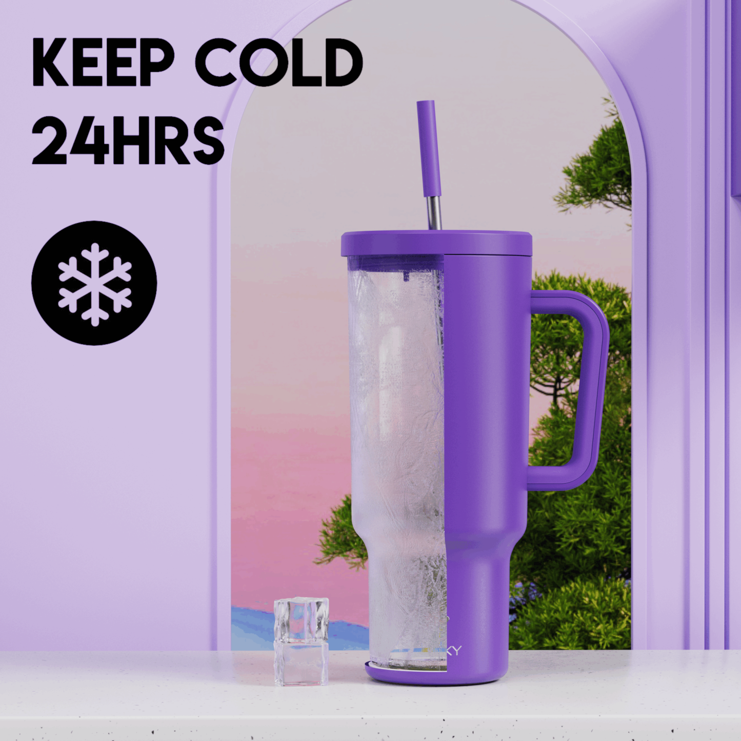40oz Tumbler With Straw Monochrome Collection-Dark Purple