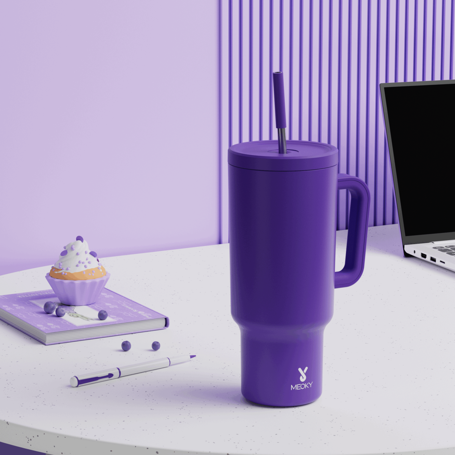 40oz Tumbler With Straw Monochrome Collection-Dark Purple