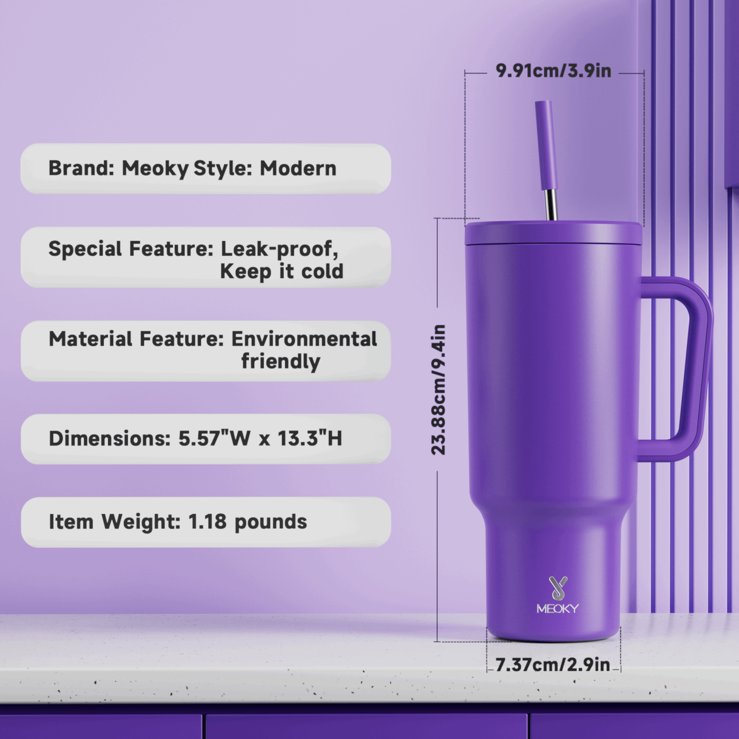 40oz Tumbler With Straw Monochrome Collection-Dark Purple