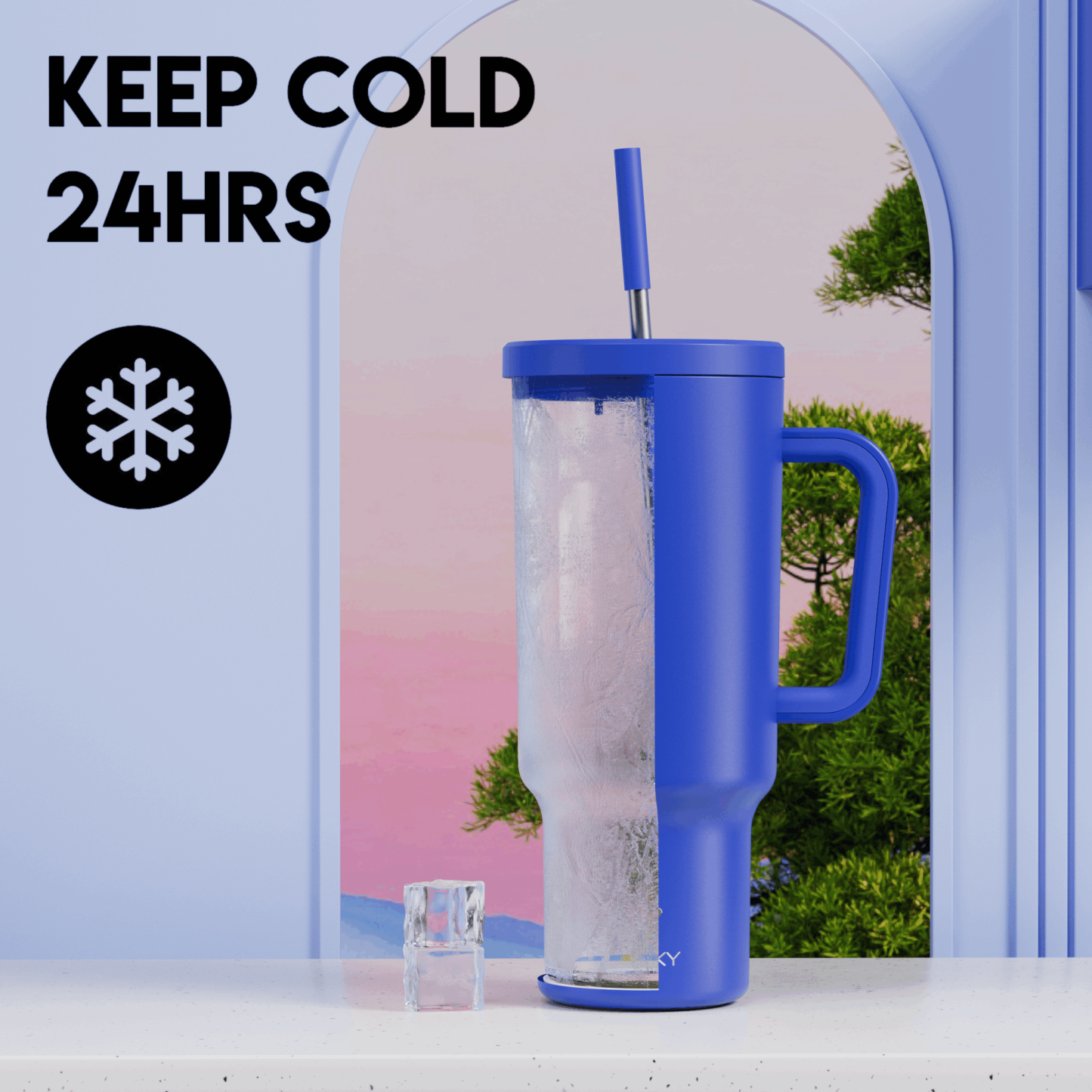 40oz Tumbler With Straw Monochrome Collection-Dark Blue