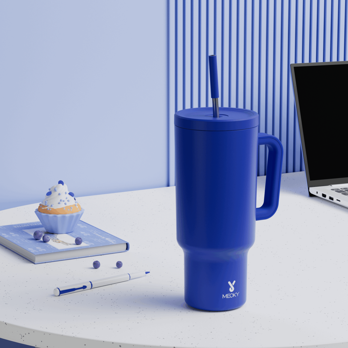 40oz Tumbler With Straw Monochrome Collection-Dark Blue