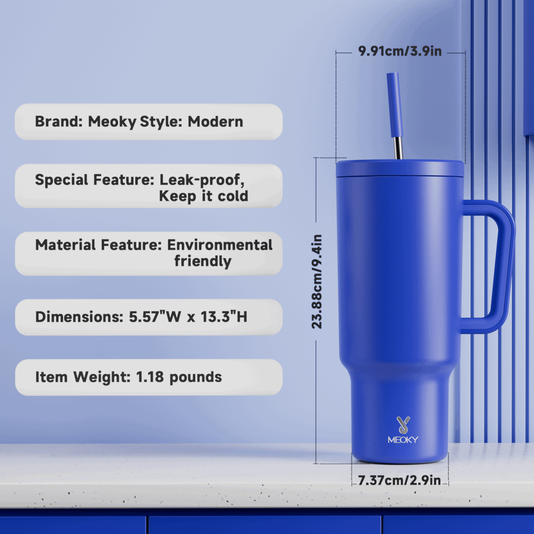 40oz Tumbler With Straw Monochrome Collection-Dark Blue