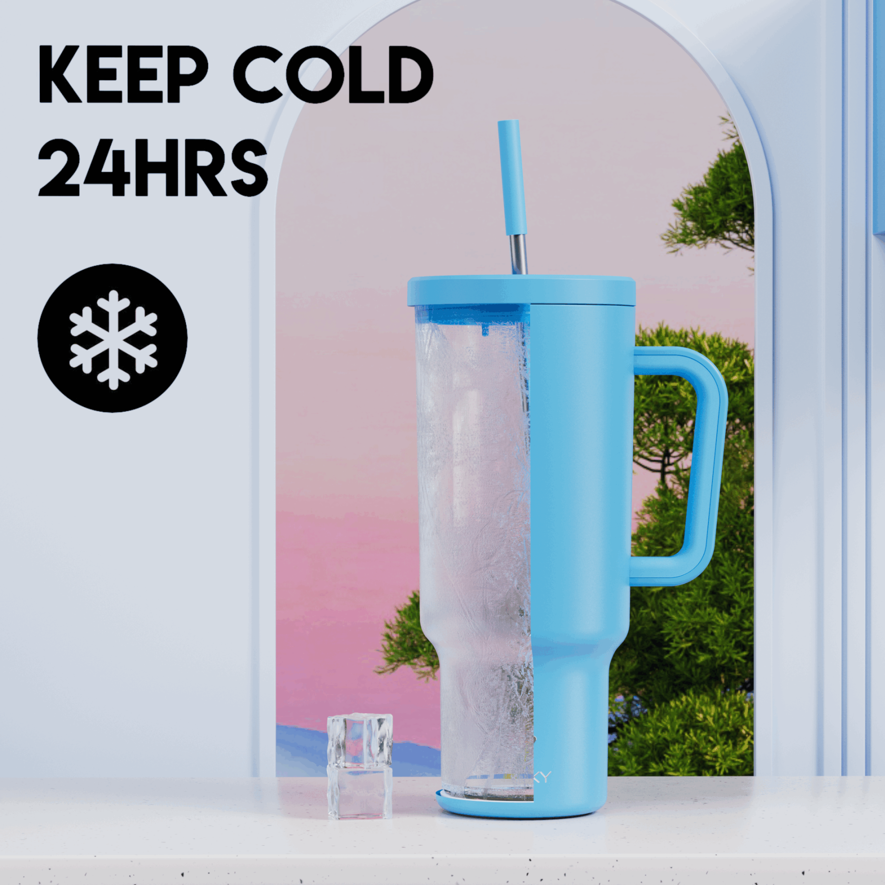 40oz Tumbler With Straw Monochrome Collection-Lake Blue