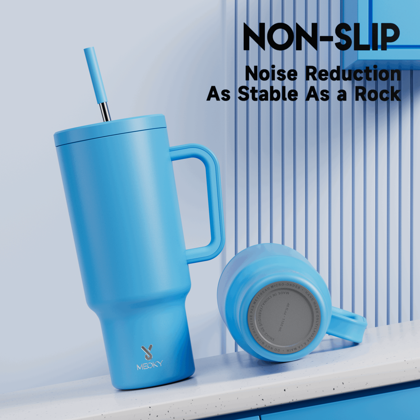 40oz Tumbler With Straw Monochrome Collection-Lake Blue