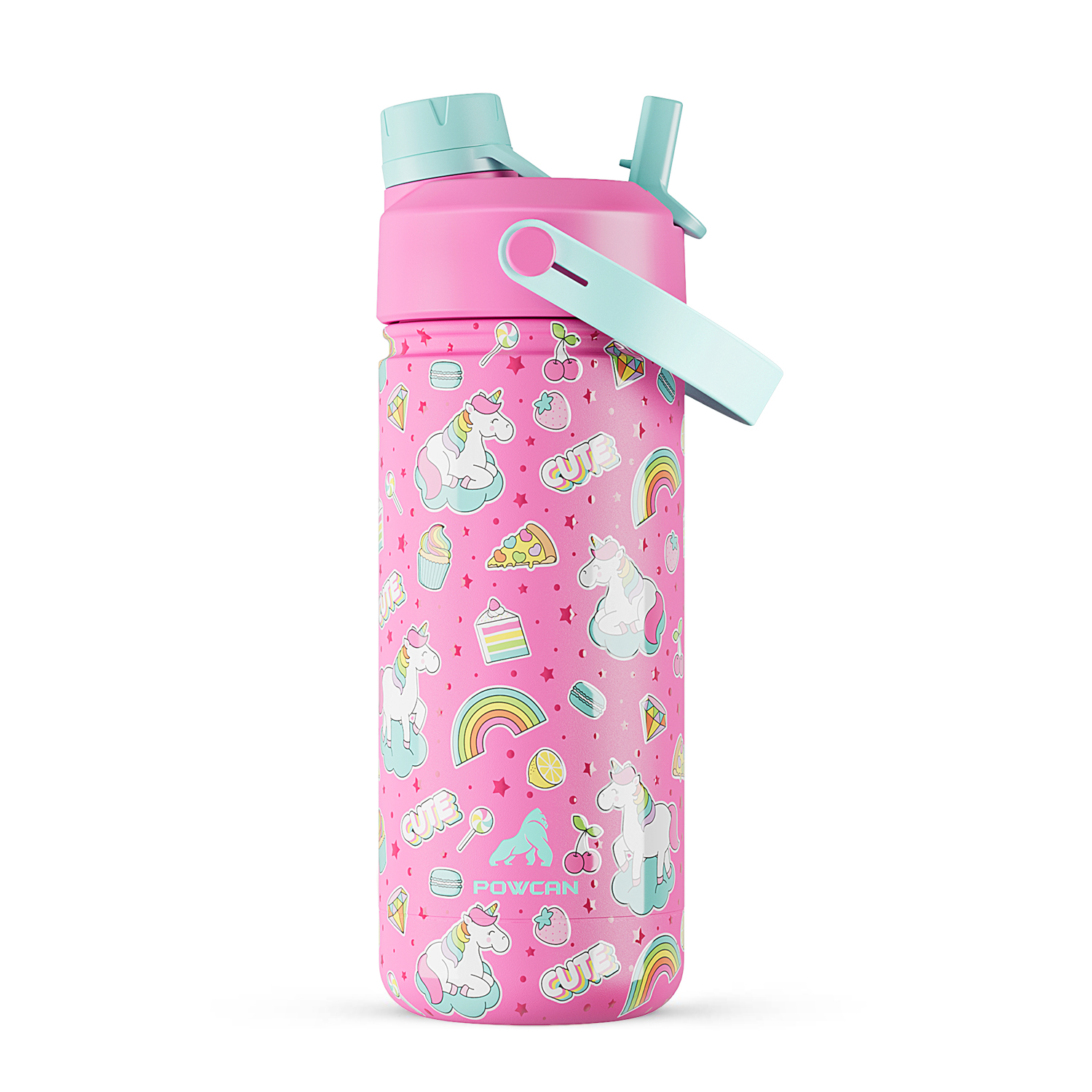 18 oz Insulated Water Bottle with 2-in-1 Straw and Spout Lid