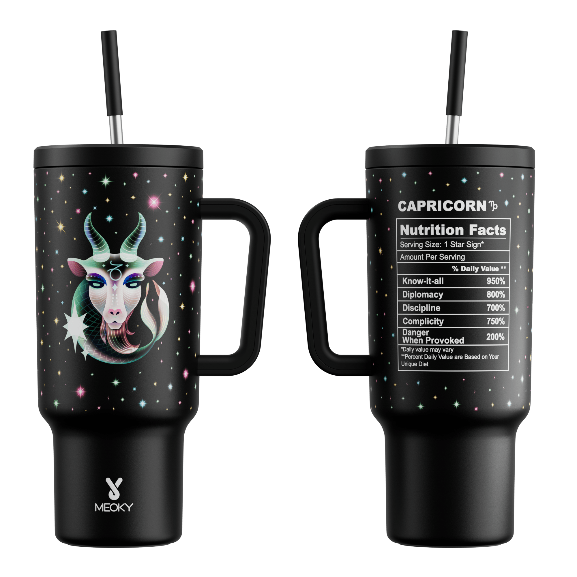 40oz Tumbler With Straw Zodiac Collection-CAPRICORN