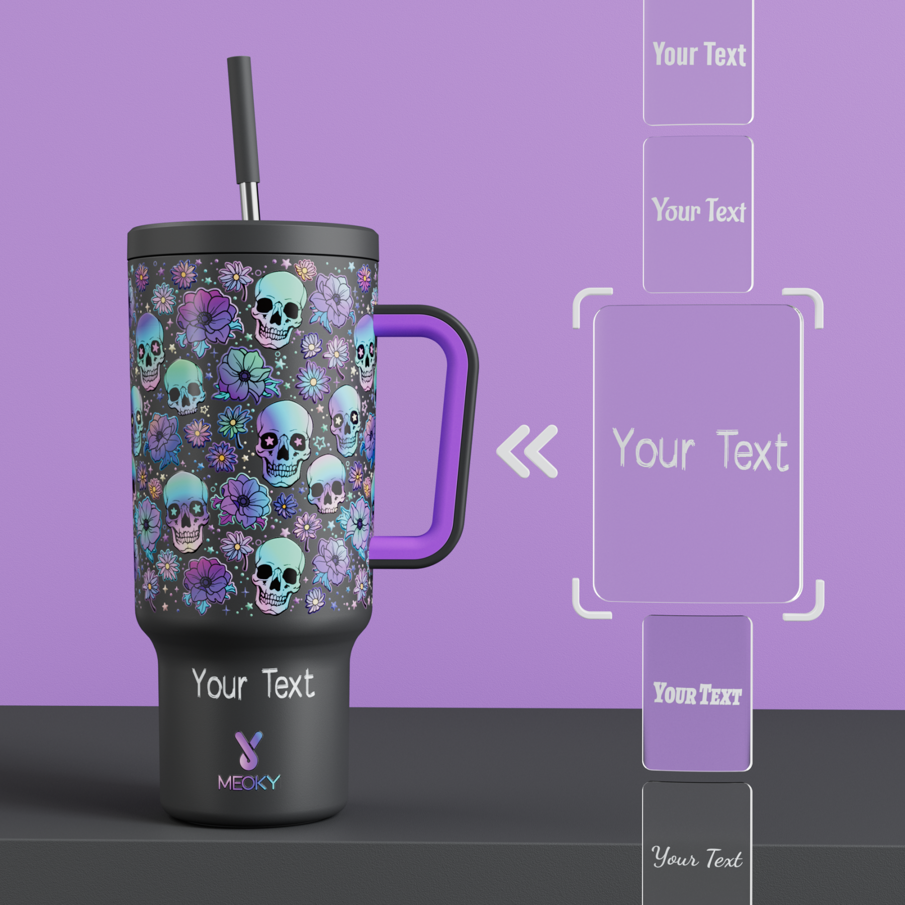 40oz Tumbler With Straw Customized - Custom Halloween - Happy Howl-o'-ween! Trick-or-treat! - Gifts for yourself, friends, family and lover - Five fonts for you to choose!