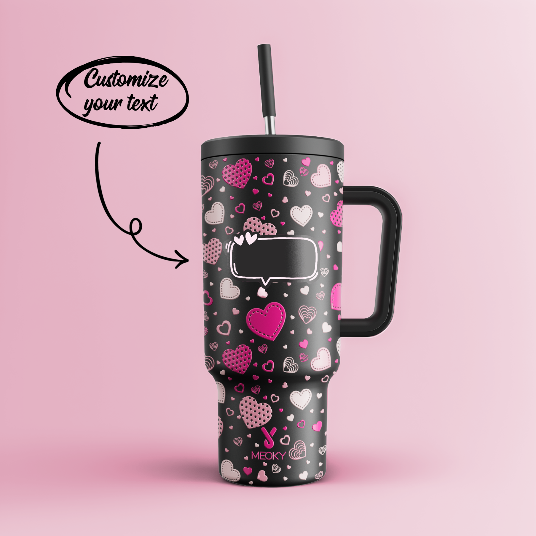 Heart Valentines - Customized 40oz Tumbler With Straw - Best Valentine's Day Gifts for Loved Ones