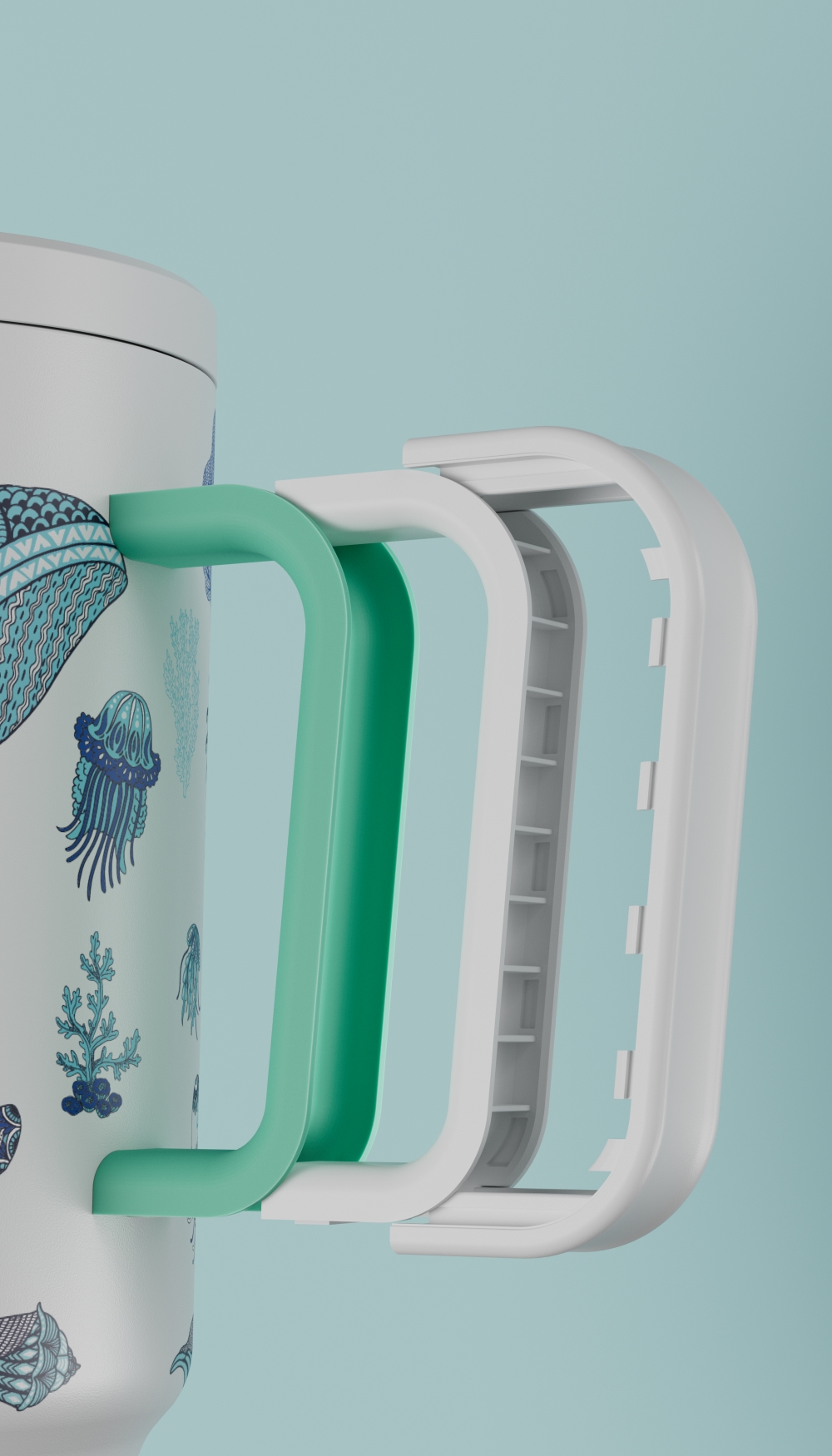 40oz Tumbler With Straw Halloween Special Edition-White Marine Animal - Luminous