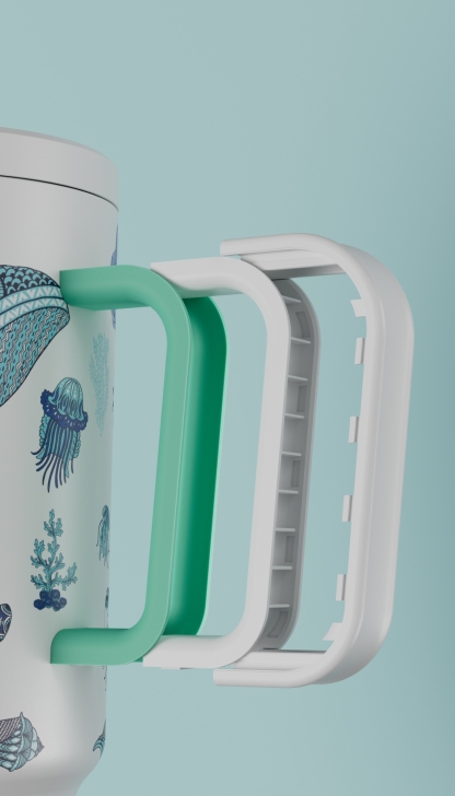 40oz Tumbler With Straw Halloween Special Edition-White Marine Animal - Luminous