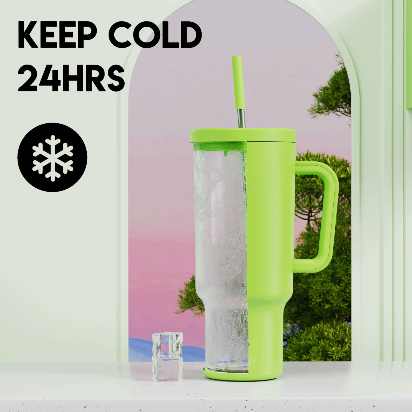 40oz Tumbler With Straw Monochrome Collection-Light Green