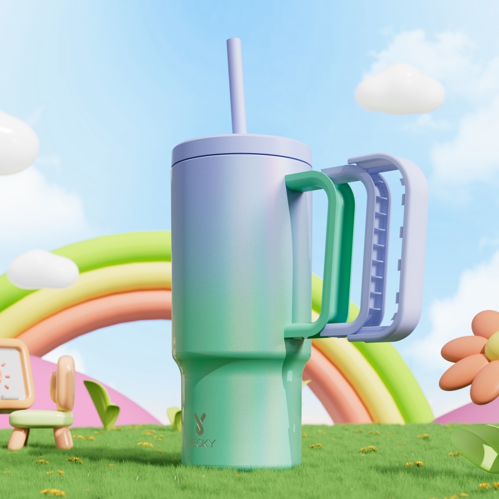 24oz tumbler straw gradient green purple