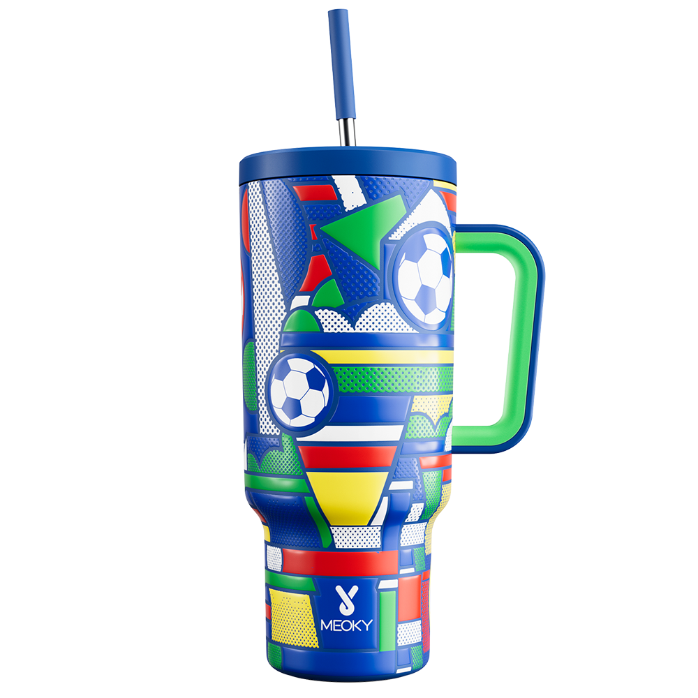 Meoky 40oz Tumbler With Straw Football Collection