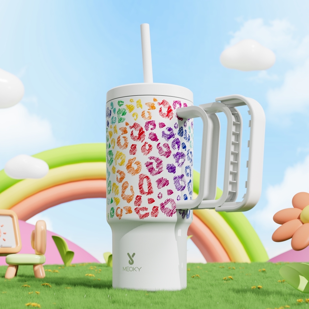 24oz tumbler straw animal print color kiss