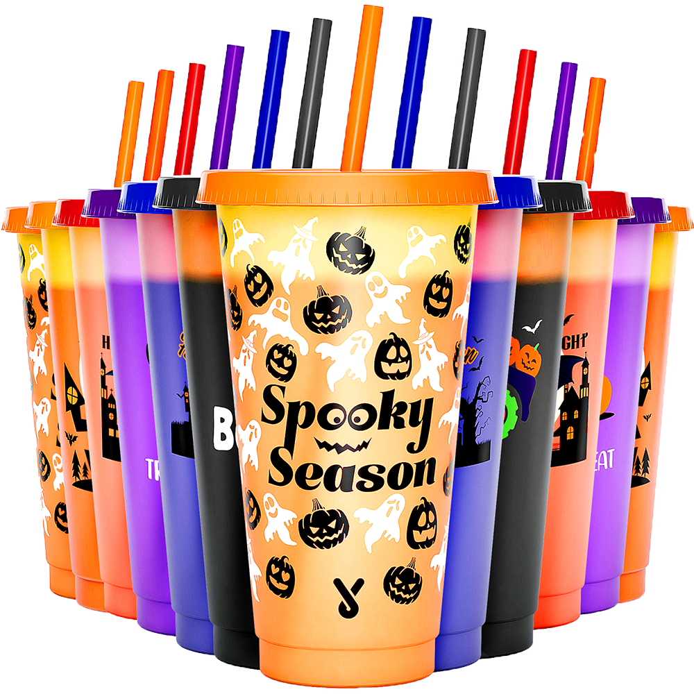 Color Changing Cups With Straw Halloween Collection