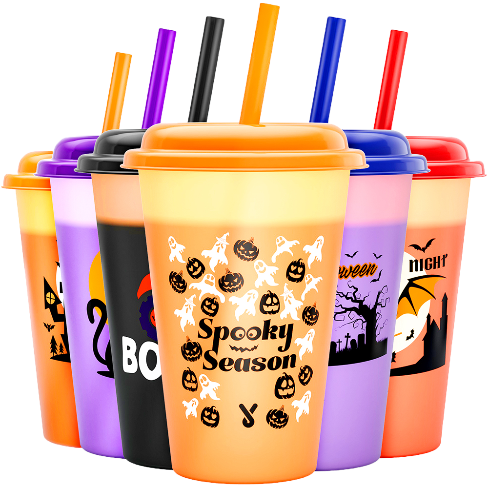 Color Changing Cups With Straw Halloween Collection