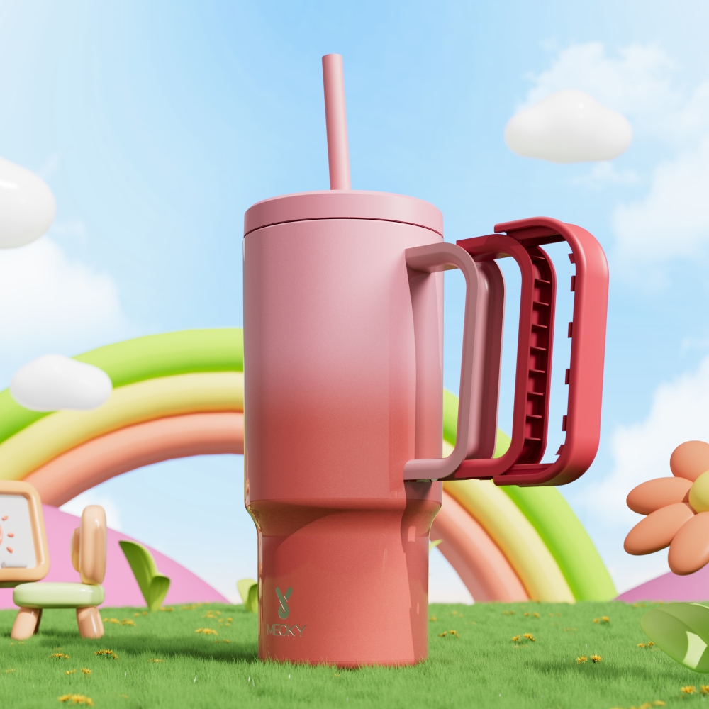 24oz tumbler straw gradient red pink