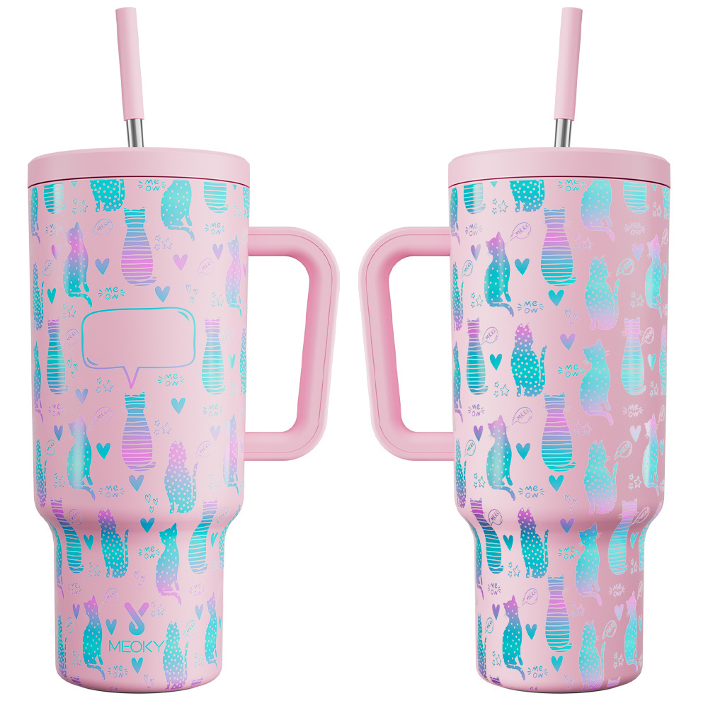 Custom Cat Cups - 40oz Tumbler With Straw