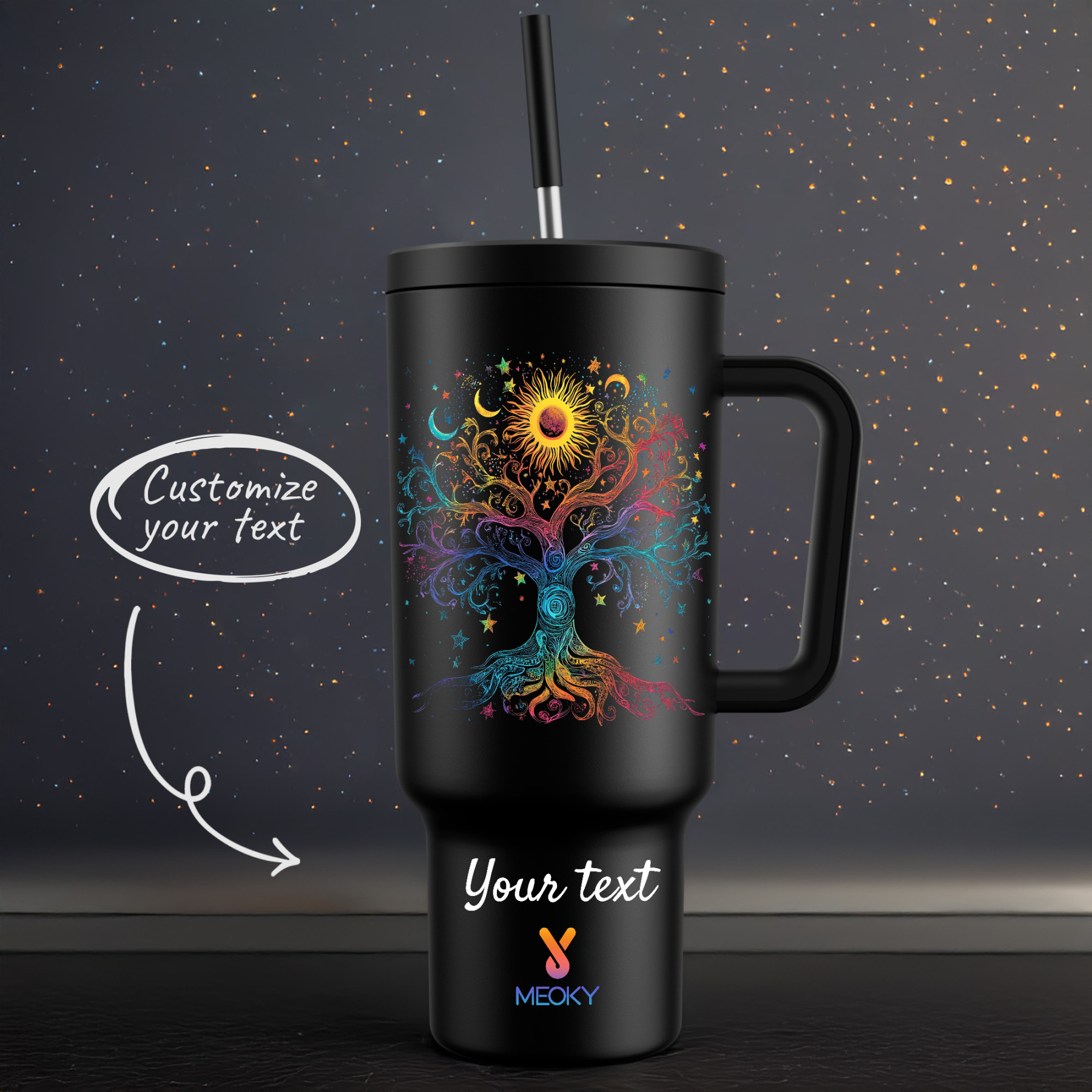 40oz Tumbler With Straw Customized - Tree of Life Collection - The perfect gift for Loved ones, relatives, friends !