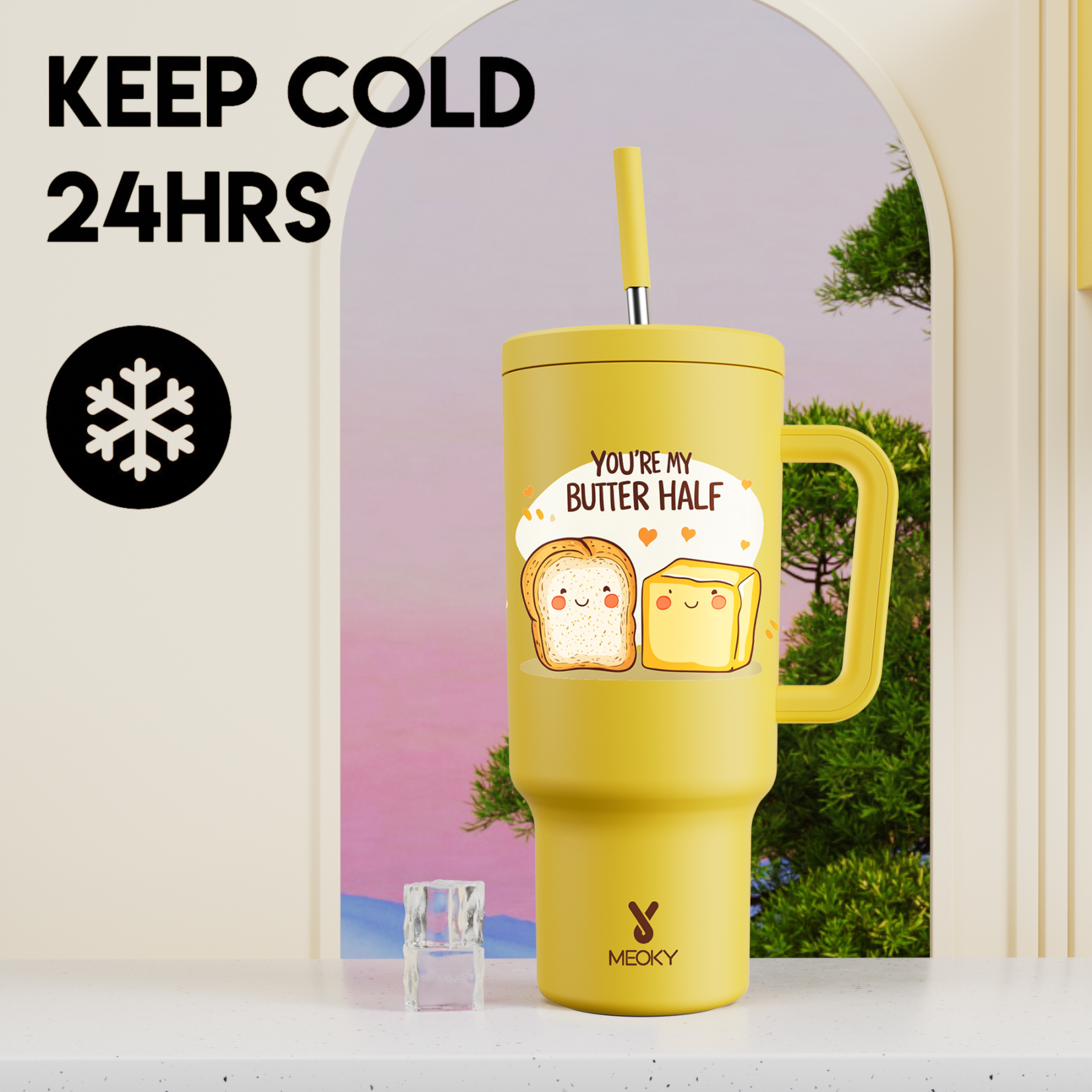 40oz Tumbler With Straw Customized -You're My Butter Half?C A Sip of Love for You!