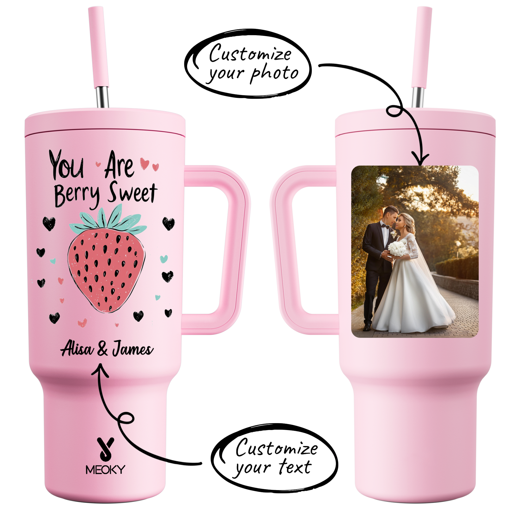 40oz Tumbler With Straw Customized - You Are Berry Sweet - The Perfect Warm Gift for Her, Couple, Lovers!