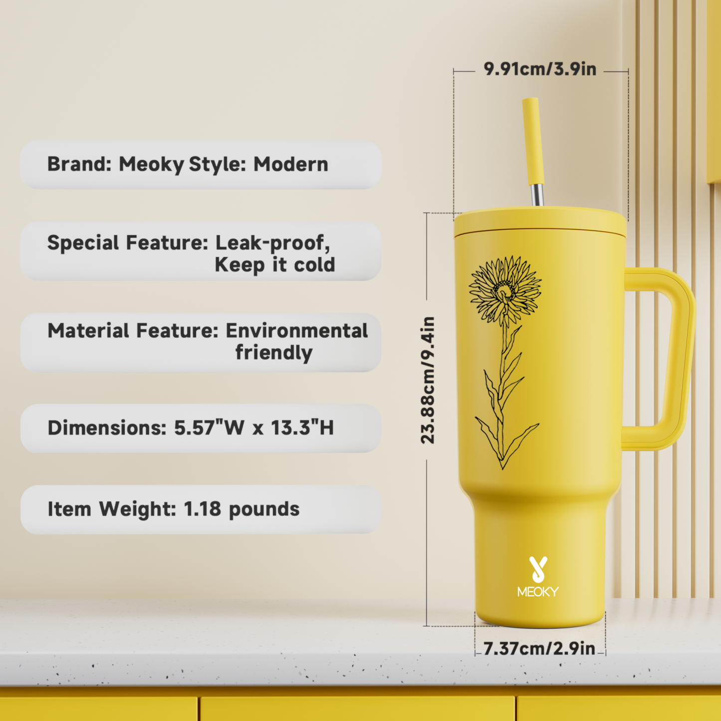 40oz Tumbler With Straw Customized - Monthly Flower