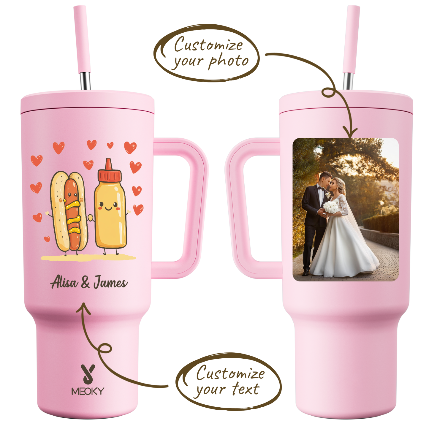 40oz Tumbler With Straw Customized - Some Connections Are Simply Inseparable - Just Like Hot Dogs And Mustard!