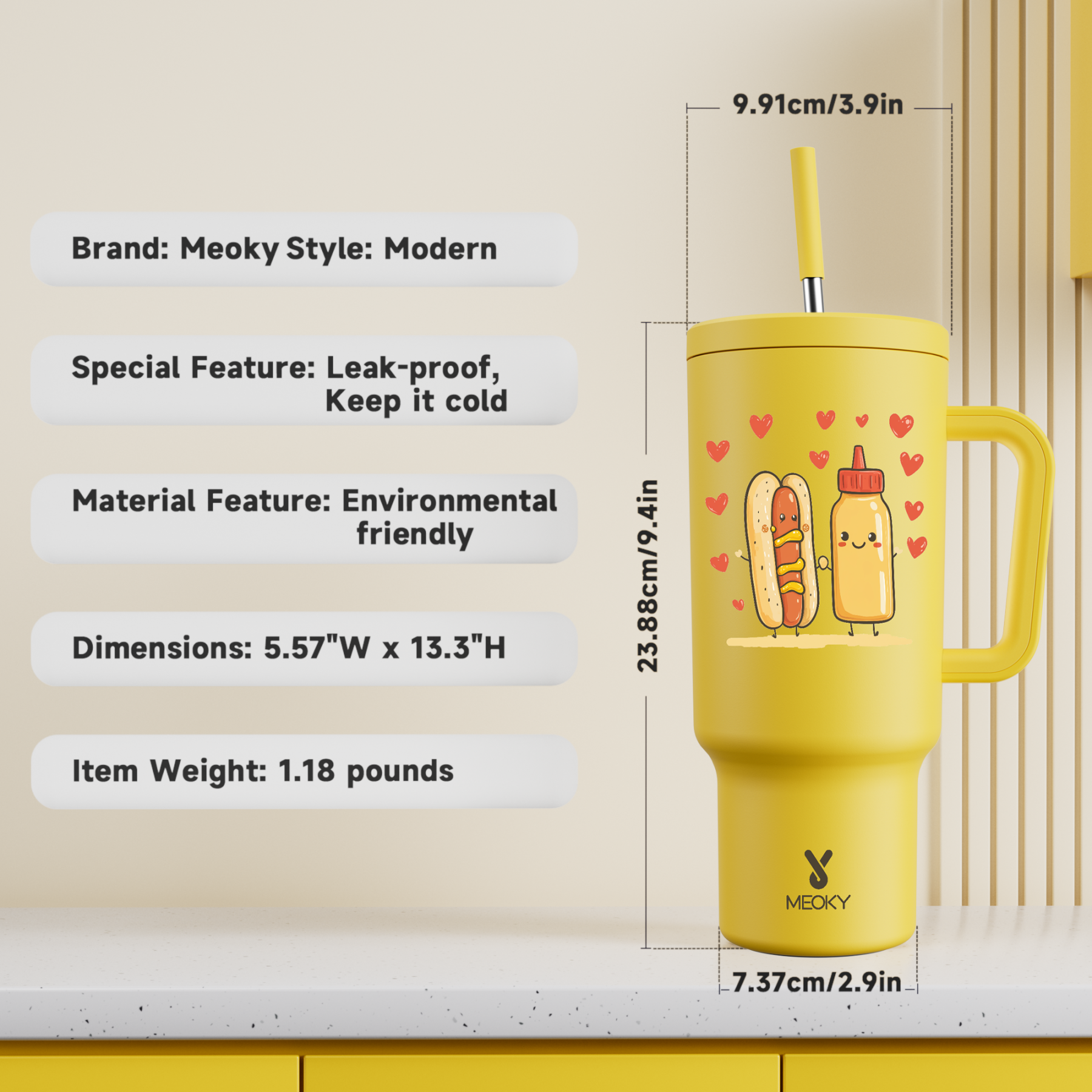 40oz Tumbler With Straw Customized - Some Connections Are Simply Inseparable - Just Like Hot Dogs And Mustard!