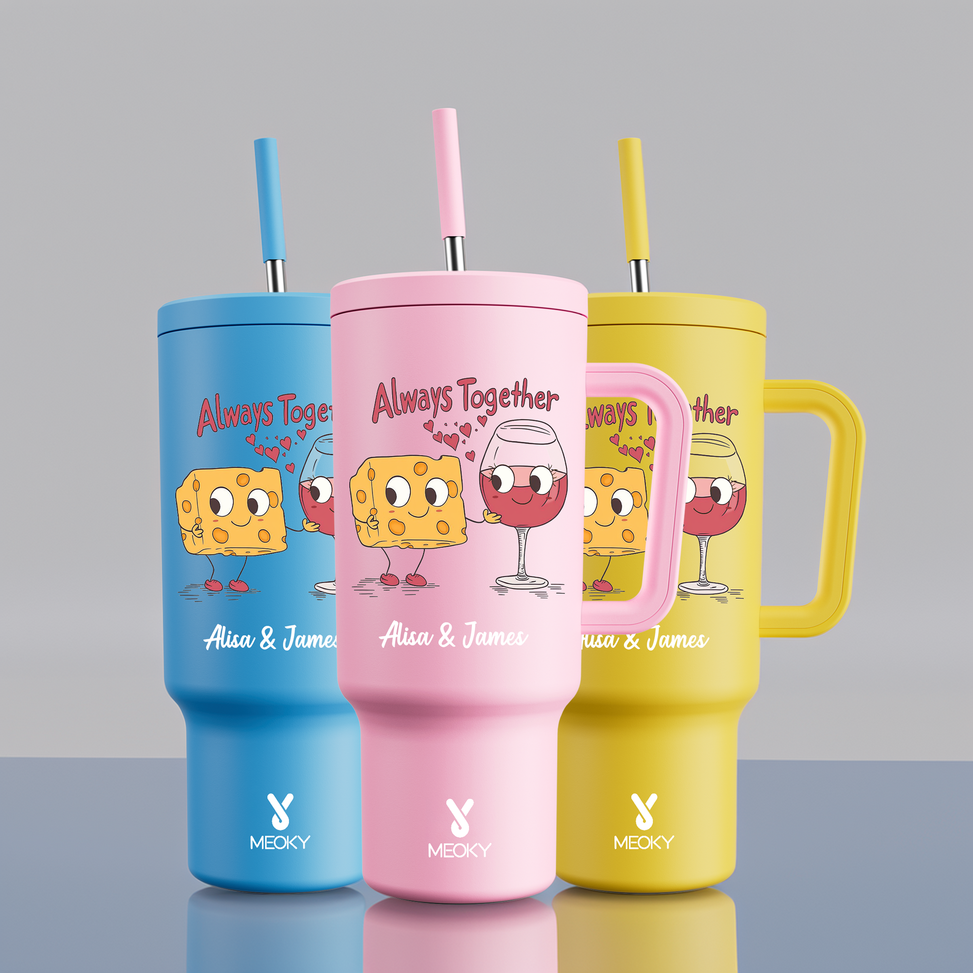 40oz Tumbler With Straw Customized -You & Me ?C Perfect Pair, Perfect Taste
