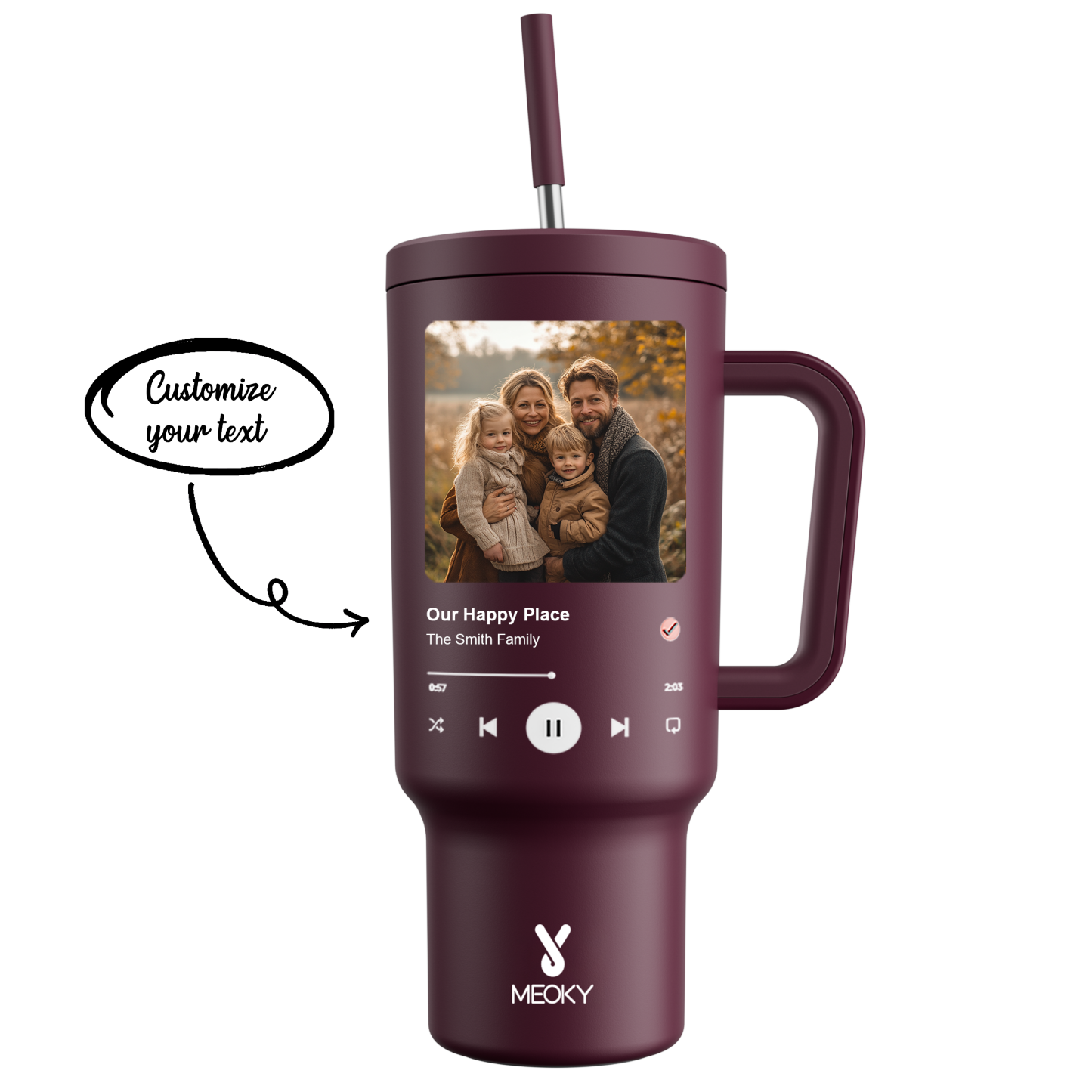 40oz Tumbler With Straw Customized - Custom Favourite Song - Gifts for yourself, friends, family and lover