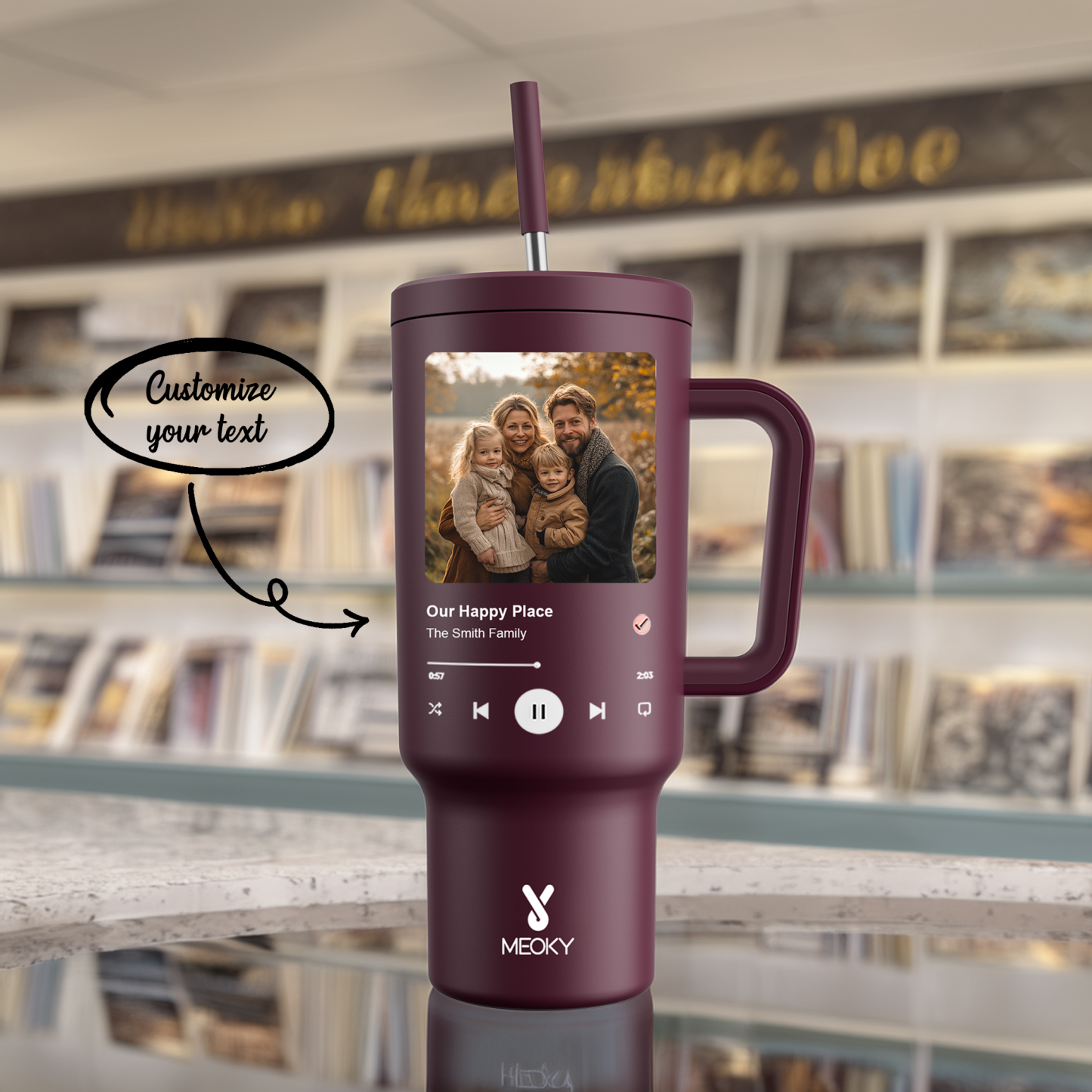 40oz Tumbler With Straw Customized - Custom Favourite Song - Gifts for yourself, friends, family and lover