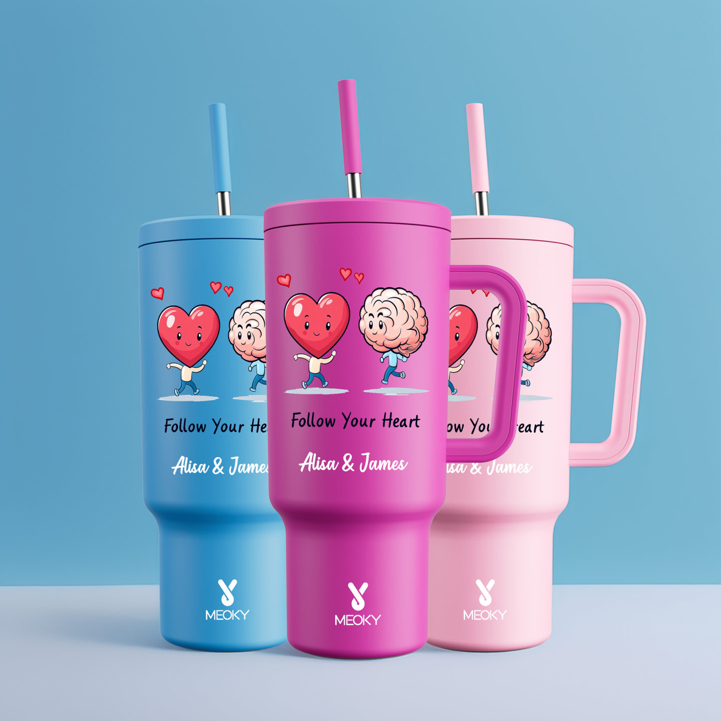 Follow You Heart - Customized 40oz Tumbler With Straw - Best Valentine's Day Gifts for Loved Ones