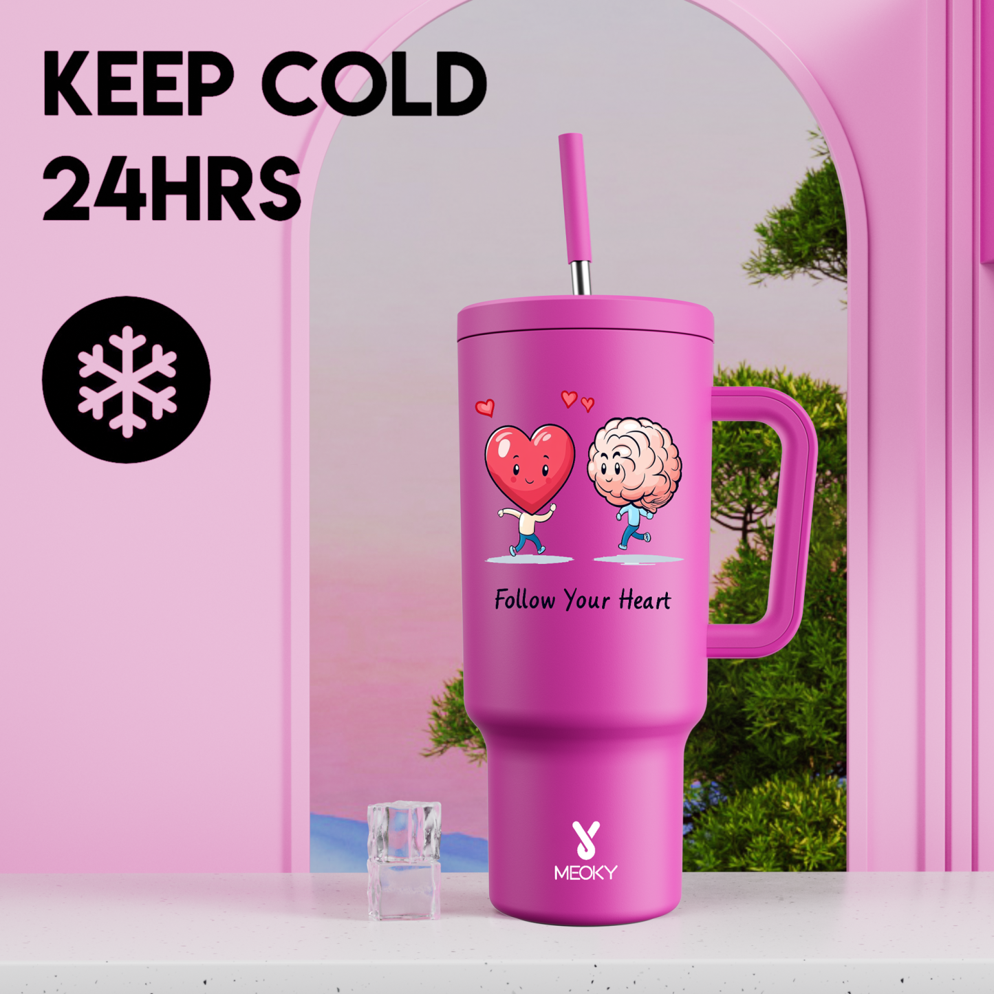 Follow You Heart - Customized 40oz Tumbler With Straw - Best Valentine's Day Gifts for Loved Ones