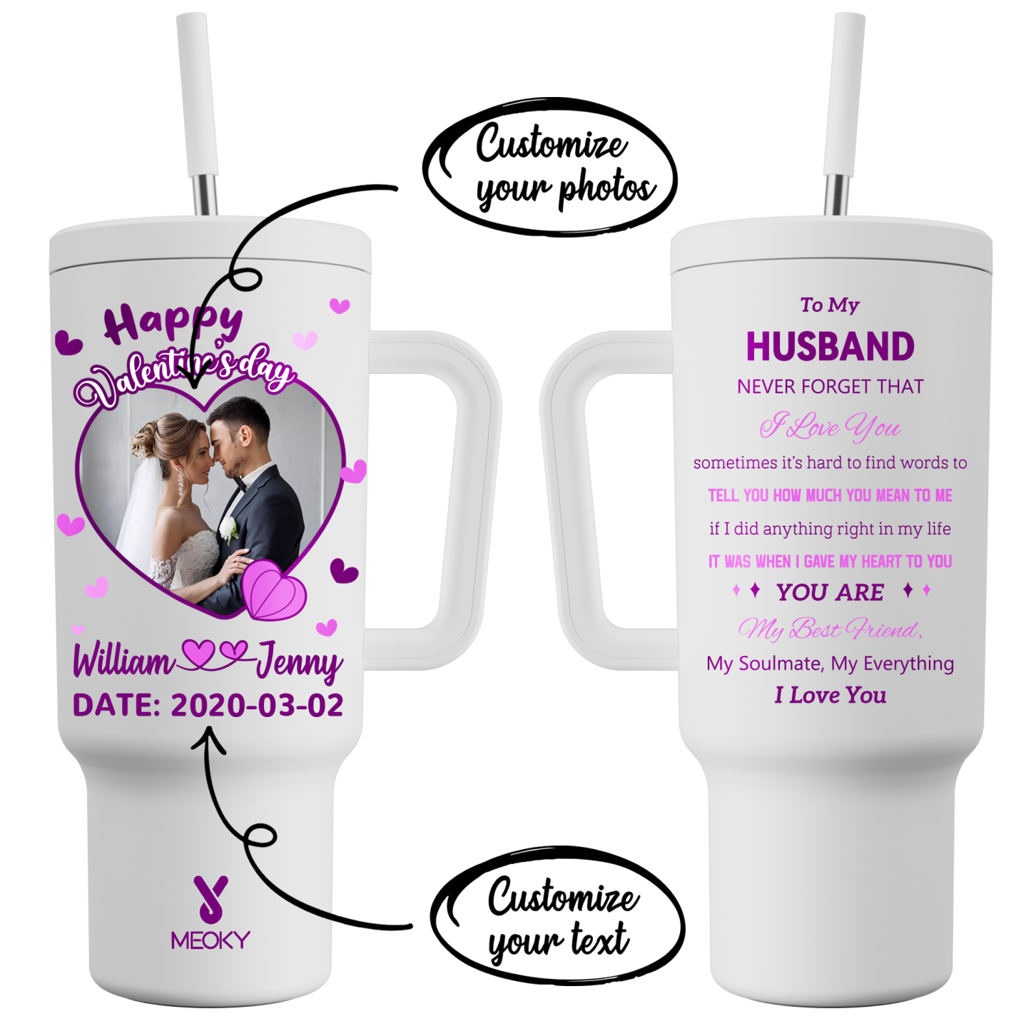 A Love Letter To Him - Customized 40oz Tumbler With Straw - Best Valentine's Day Gifts for Loved Ones
