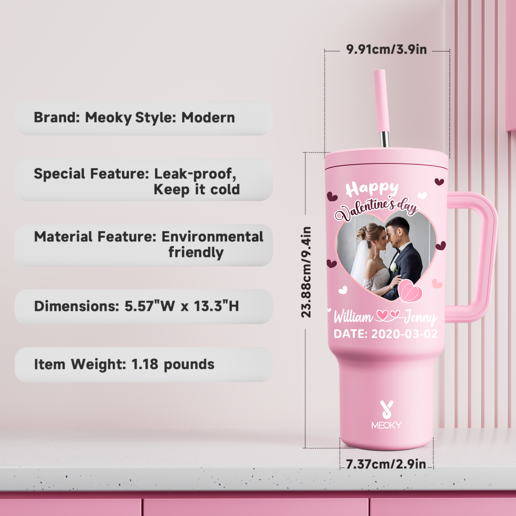 A Love Letter To Her - Customized 40oz Tumbler With Straw - Best Valentine's Day Gifts for Loved Ones