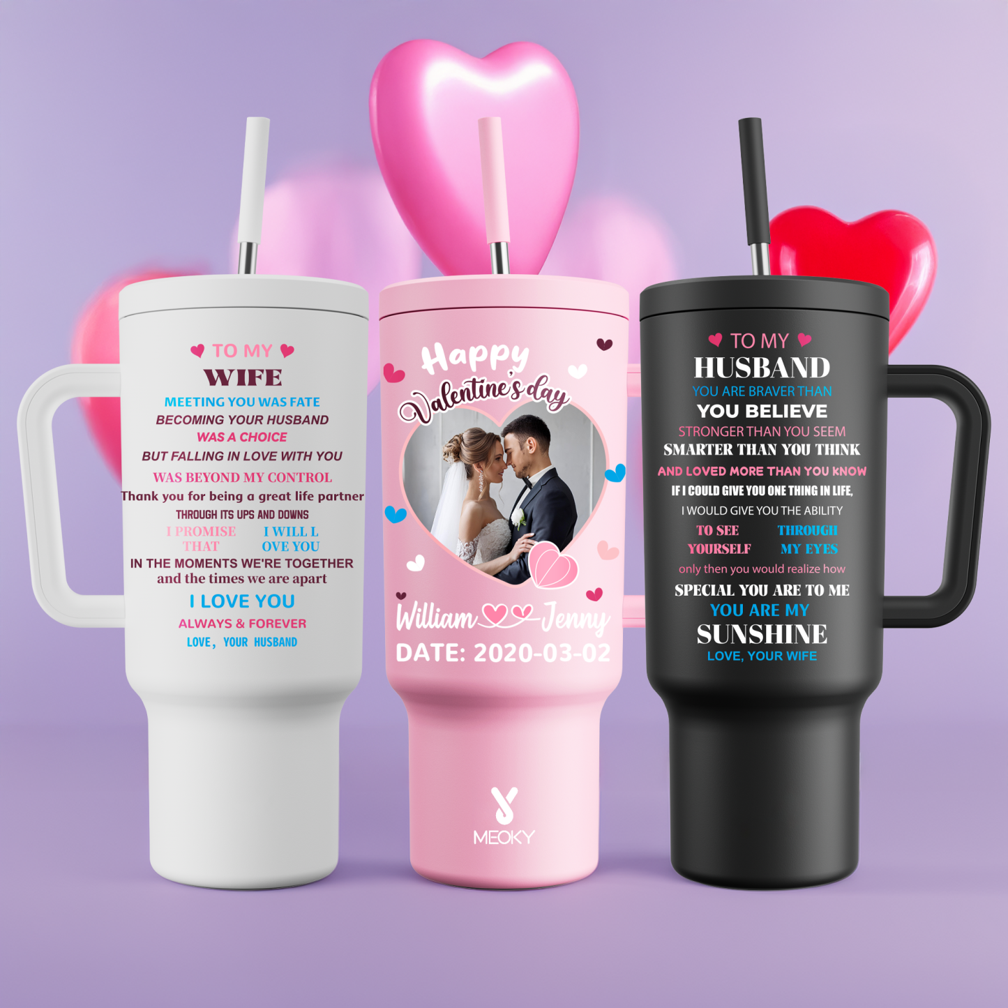 A Love Letter To Him - Customized 40oz Tumbler With Straw - Best Valentine's Day Gifts for Loved Ones