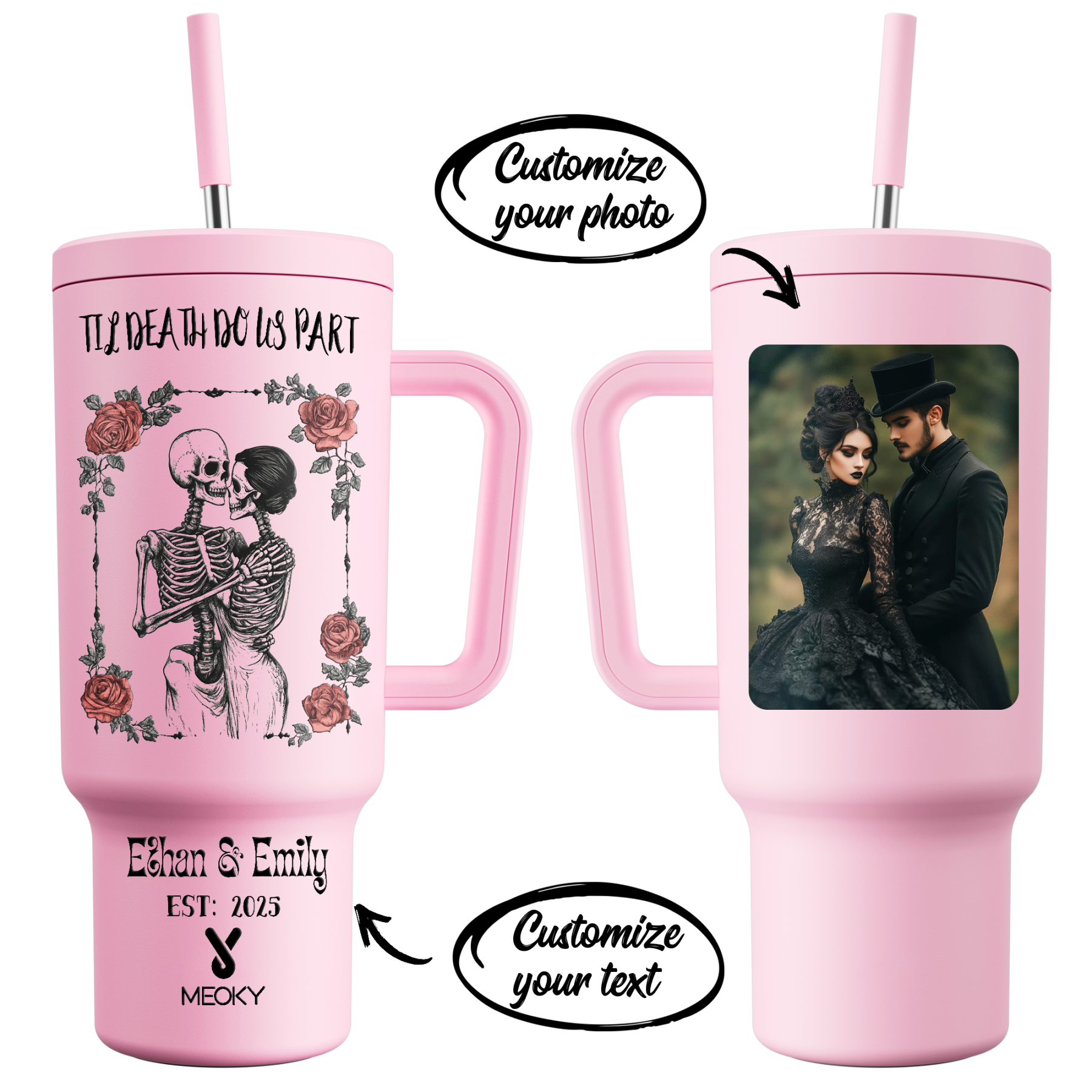 Till Death Do Us Part - Customized 40oz Tumbler With Straw - Best Valentine's Day Gifts for Loved Ones