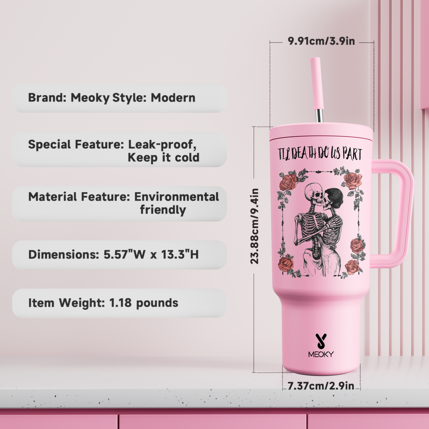 Till Death Do Us Part - Customized 40oz Tumbler With Straw - Best Valentine's Day Gifts for Loved Ones