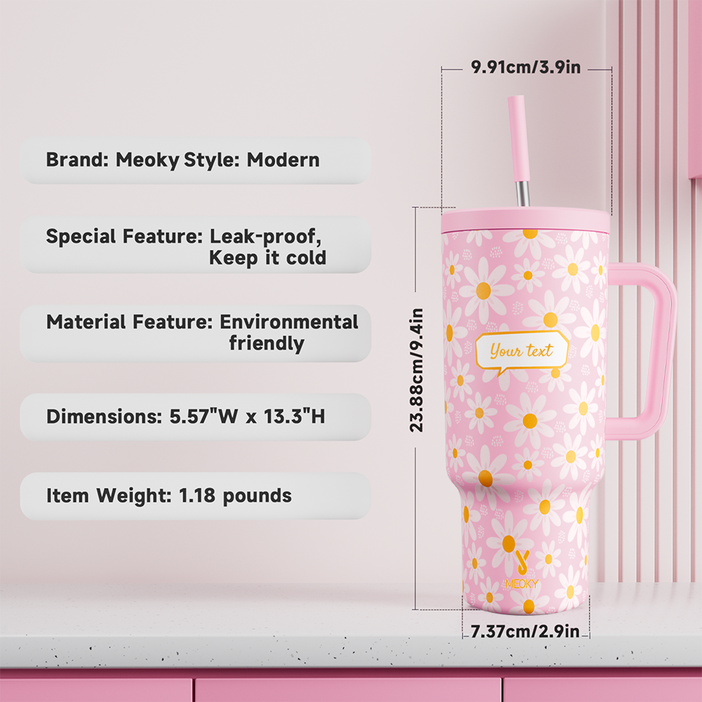 40oz Tumbler With Straw Customized - Floral