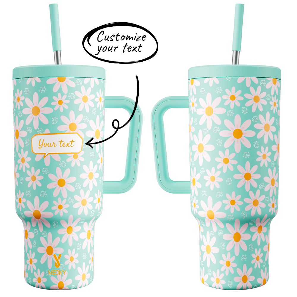 40oz Tumbler With Straw Customized - Floral