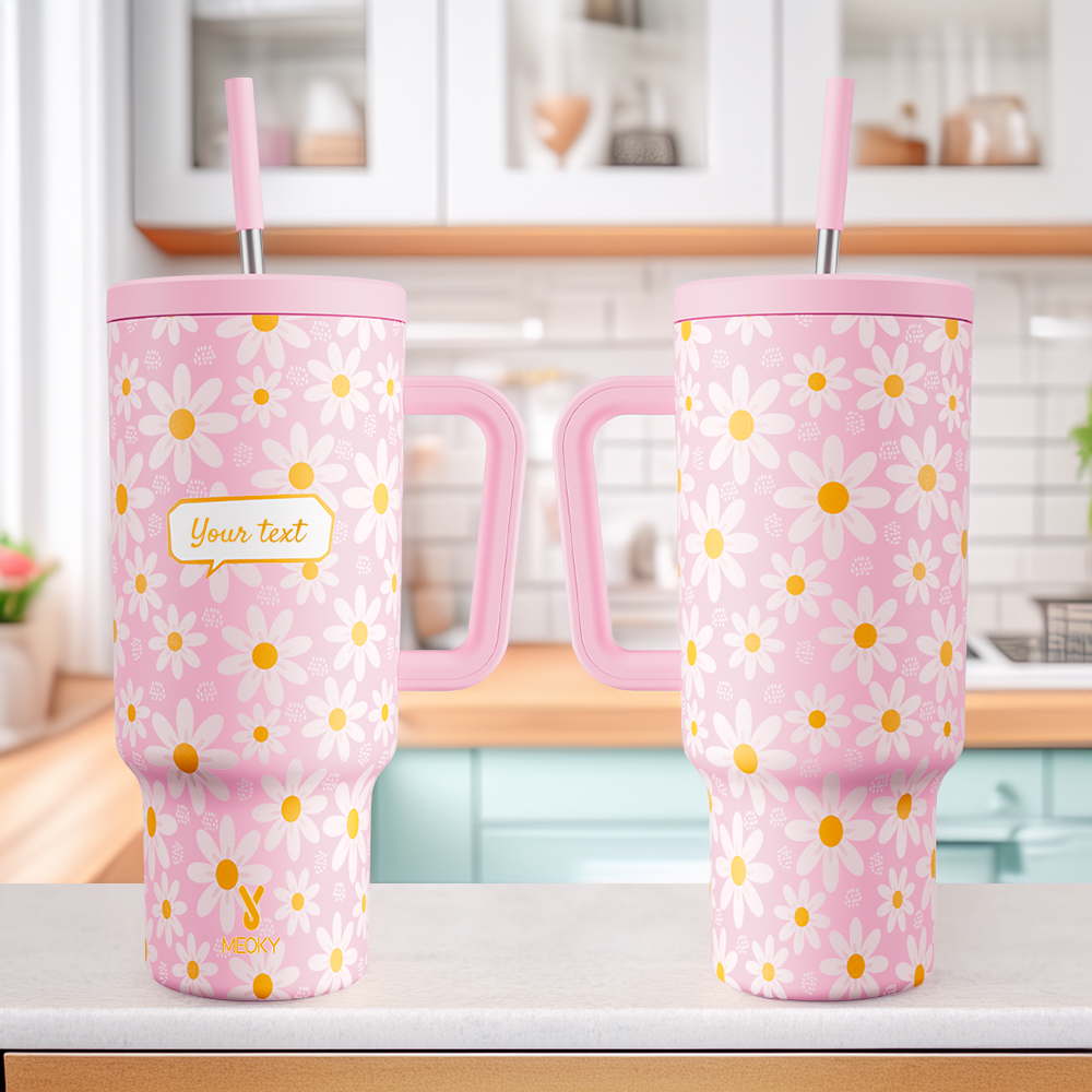 40oz Tumbler With Straw Customized - Floral