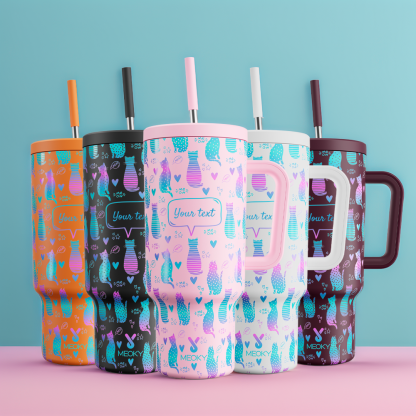 Custom Cat Cups - 40oz Tumbler With Straw