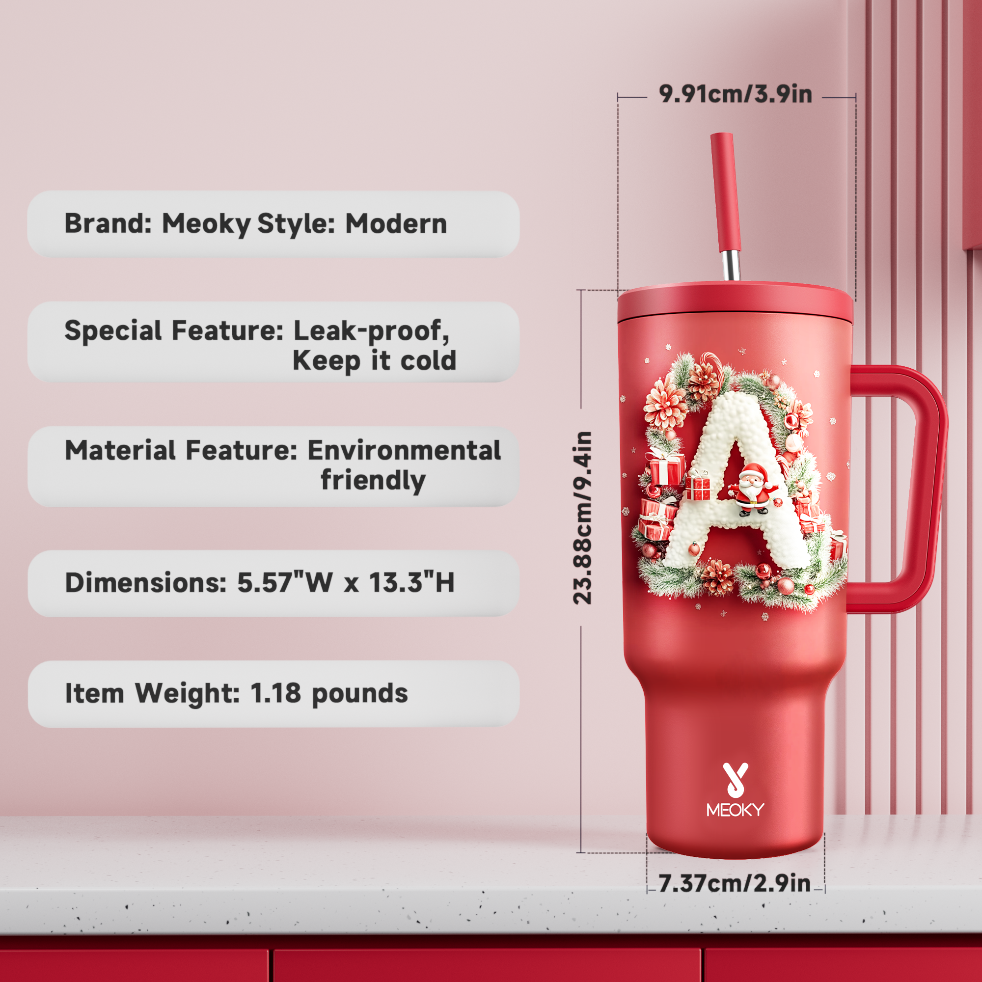 Merry Christmas! - Custom Christmas Alphabet and Text!  -  40oz Tumbler With Straw Customized - Gifts for yourself, family, friends, lovers!